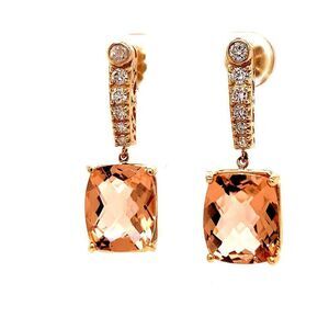 Natural Morganite Diamond Earrings 14k Gold 9.93 TCW Certified $5,950 018685